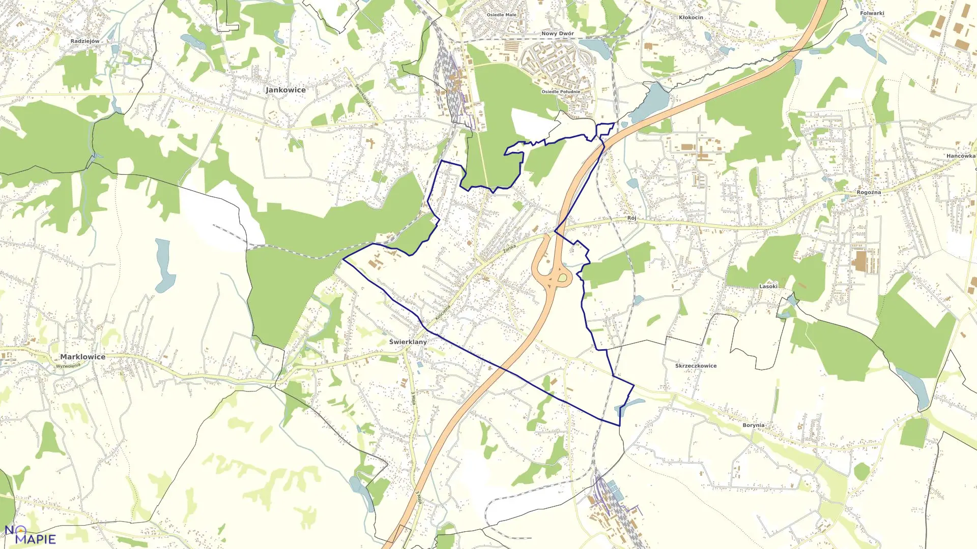 Mapa obrębu ŚWIERKLANY GÓRNE w gminie Świerklany